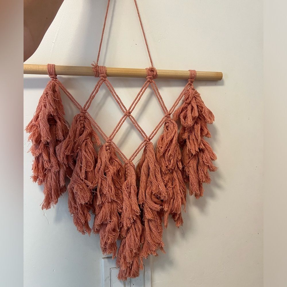 Handmade Pink Macrame Decor Hanging Piece